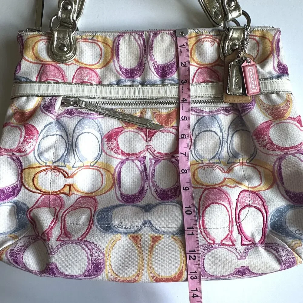 Coach Poppy Dream Glam Tote Multicolor Signature C Shoulder Bag Purse 19023